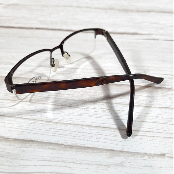 NEW Rx'able Oscar Eyeglass Frame Half Rim Brown Glasses Modern Busines 53-18-140 - Picture 3 of 5